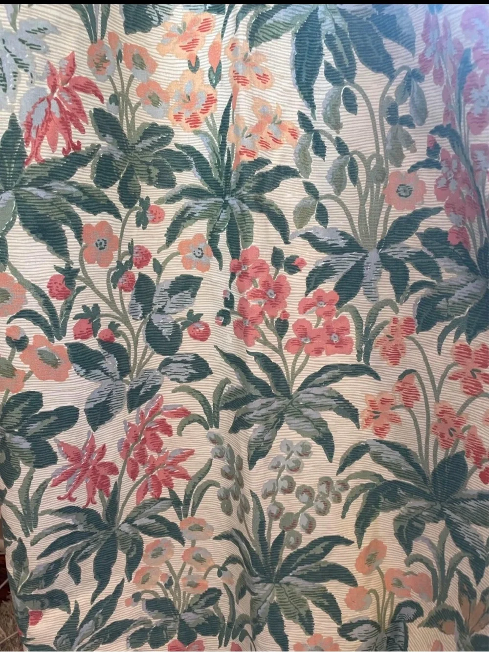 Custom made panel curtains Botanical floral berry Drapery in Green and Pink